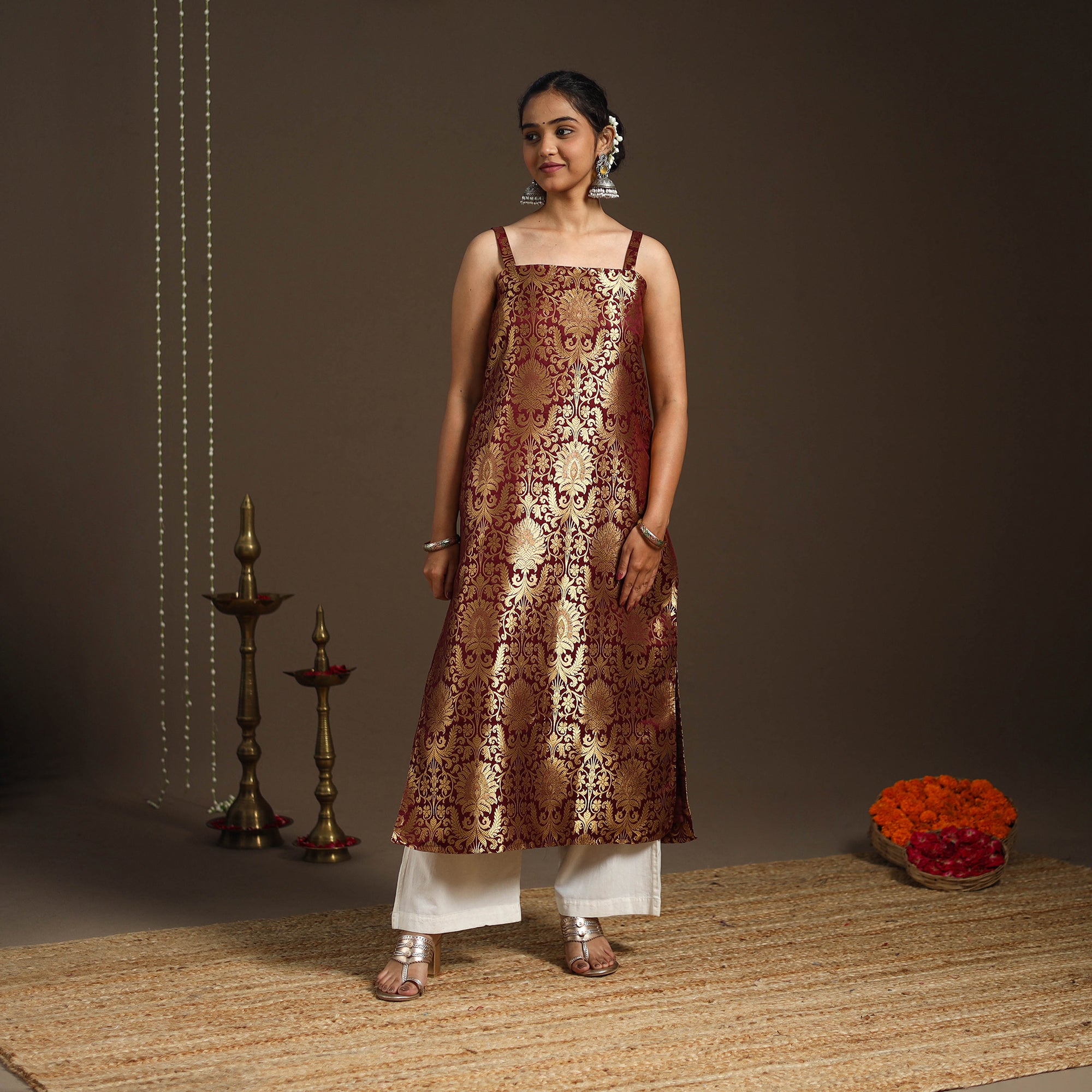Black - Elegant Banarasi Brocade Silk Kurta with Pant Set