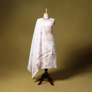 Kota Doria Cotton Lucknow Chikankari 2pc Unstitched Dress Material 43