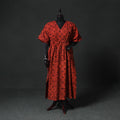 Red - Hand Block Batik Print Cotton Kaftan (Long) 14