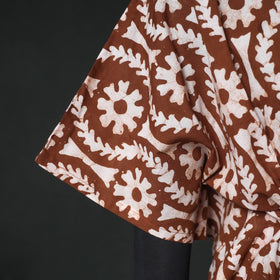 Brown - Hand Block Batik Print Cotton Kaftan (Long) 15