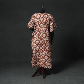 Brown - Hand Block Batik Print Cotton Kaftan (Long) 15