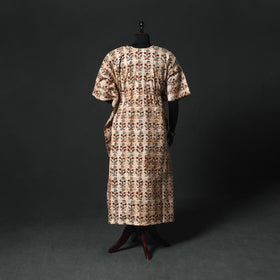 Brown - Hand Block Batik Print Cotton Kaftan (Long) 16