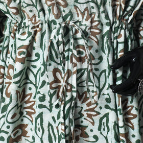 Green - Hand Block Batik Print Cotton Kaftan (Long) 17