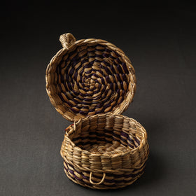 Handmade Organic Water Hyacinth Brown Utility Box from Assam (Small)
