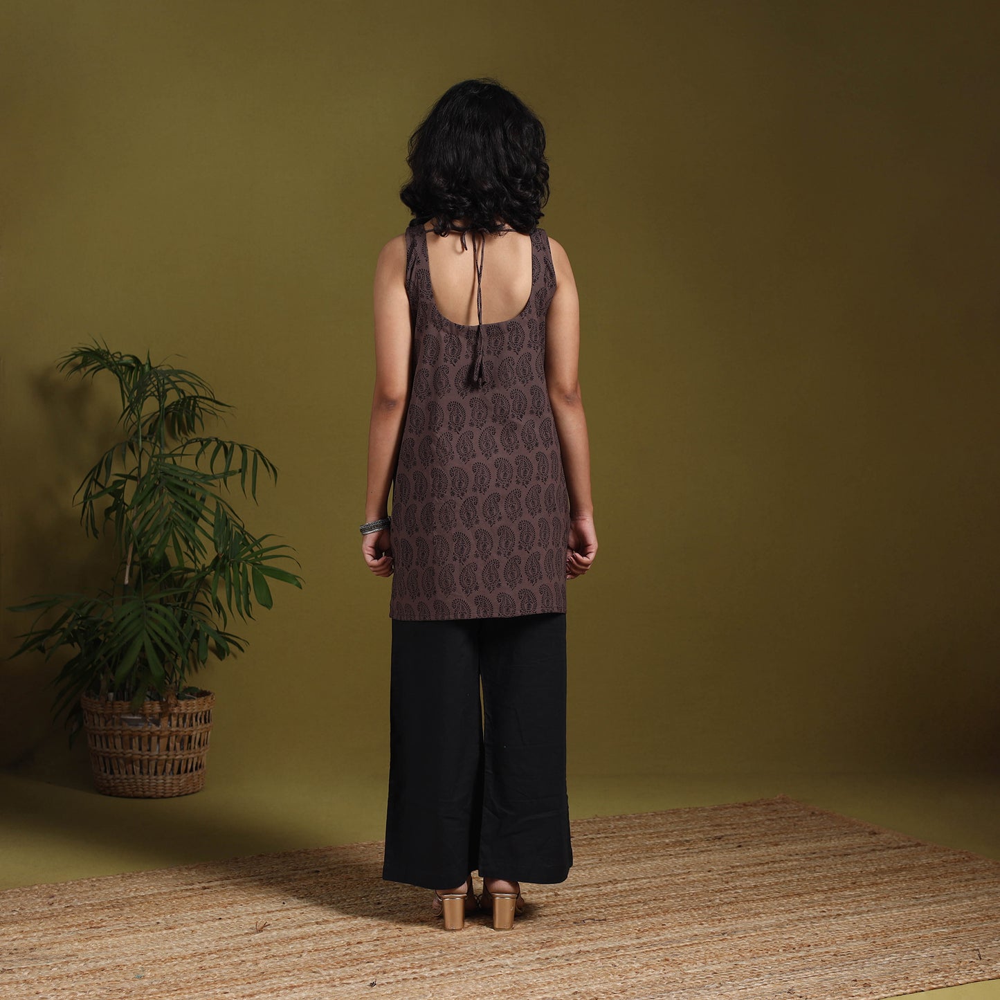 Brown - natural dyed cotton short bagh kurta 16