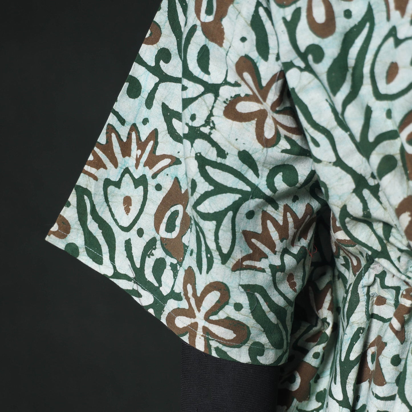 Green - Hand Block Batik Print Cotton Kaftan (Long) 17