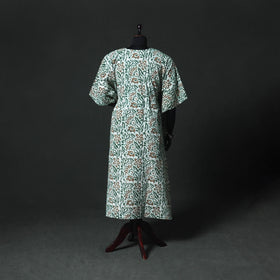 Green - Hand Block Batik Print Cotton Kaftan (Long) 17
