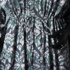 Green - Hand Block Batik Print Cotton Kaftan (Long) 18