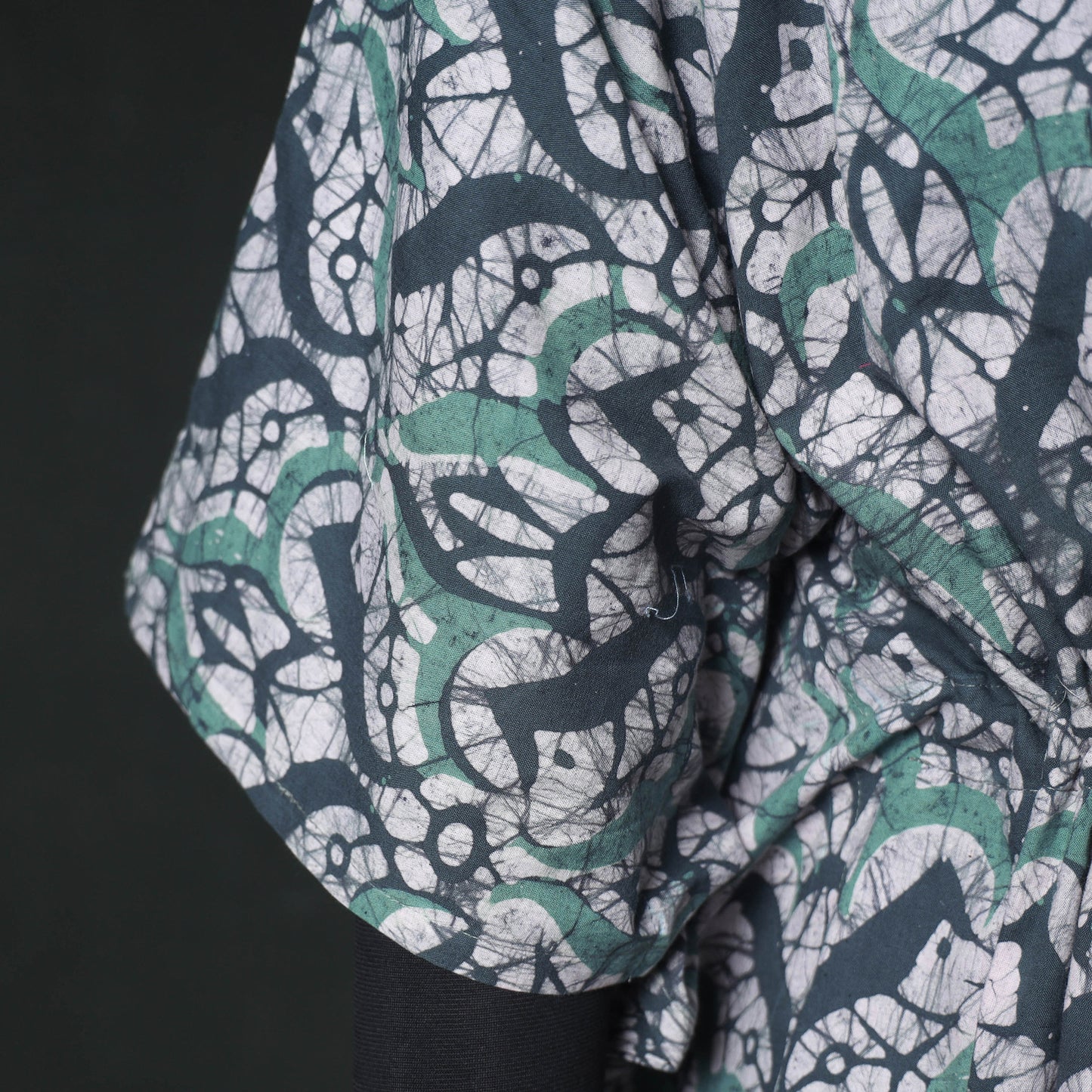 Green - Hand Block Batik Print Cotton Kaftan (Long) 18