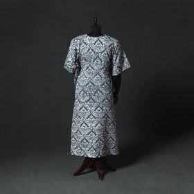 Green - Hand Block Batik Print Cotton Kaftan (Long) 18
