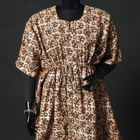 Brown - Hand Block Batik Print Cotton Kaftan (Long) 19