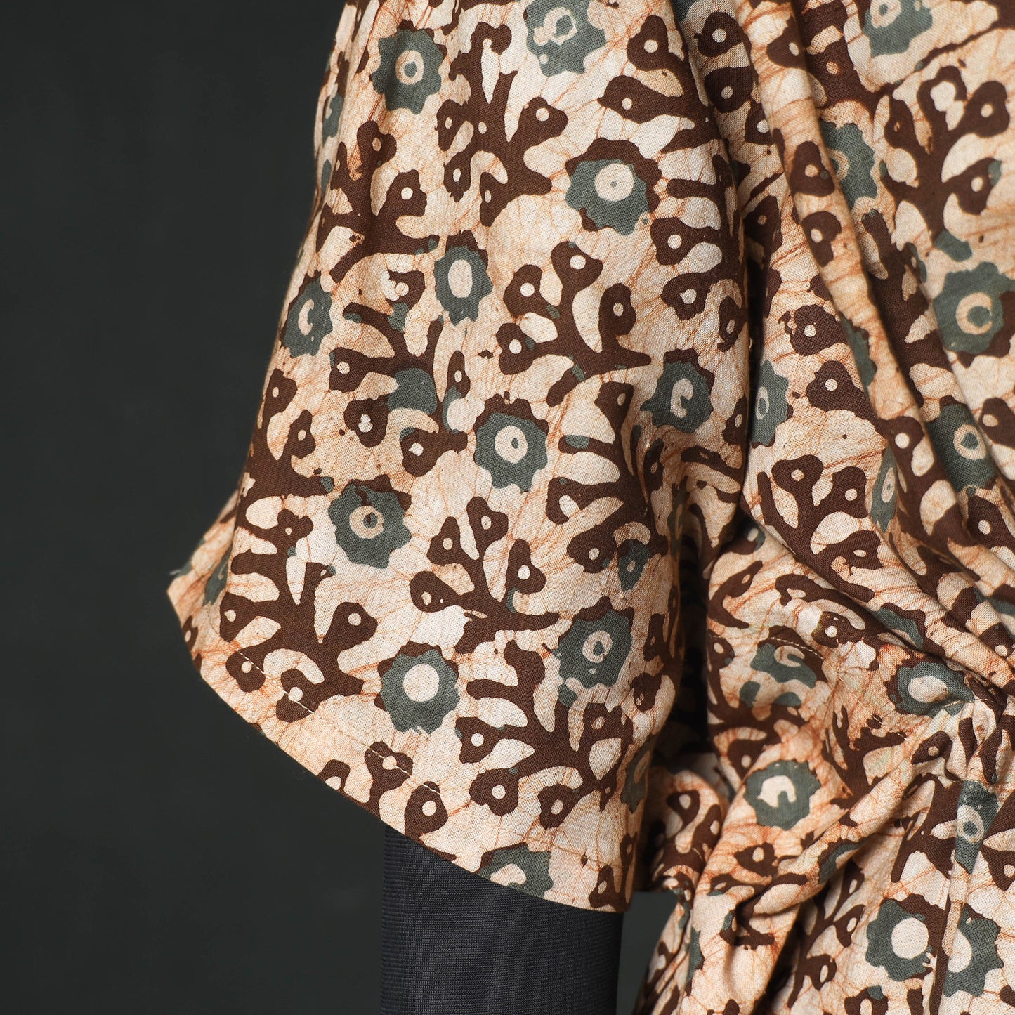 Brown - Hand Block Batik Print Cotton Kaftan (Long) 19