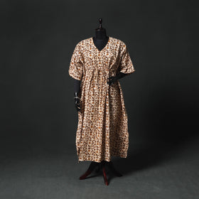 Brown - Hand Block Batik Print Cotton Kaftan (Long) 21