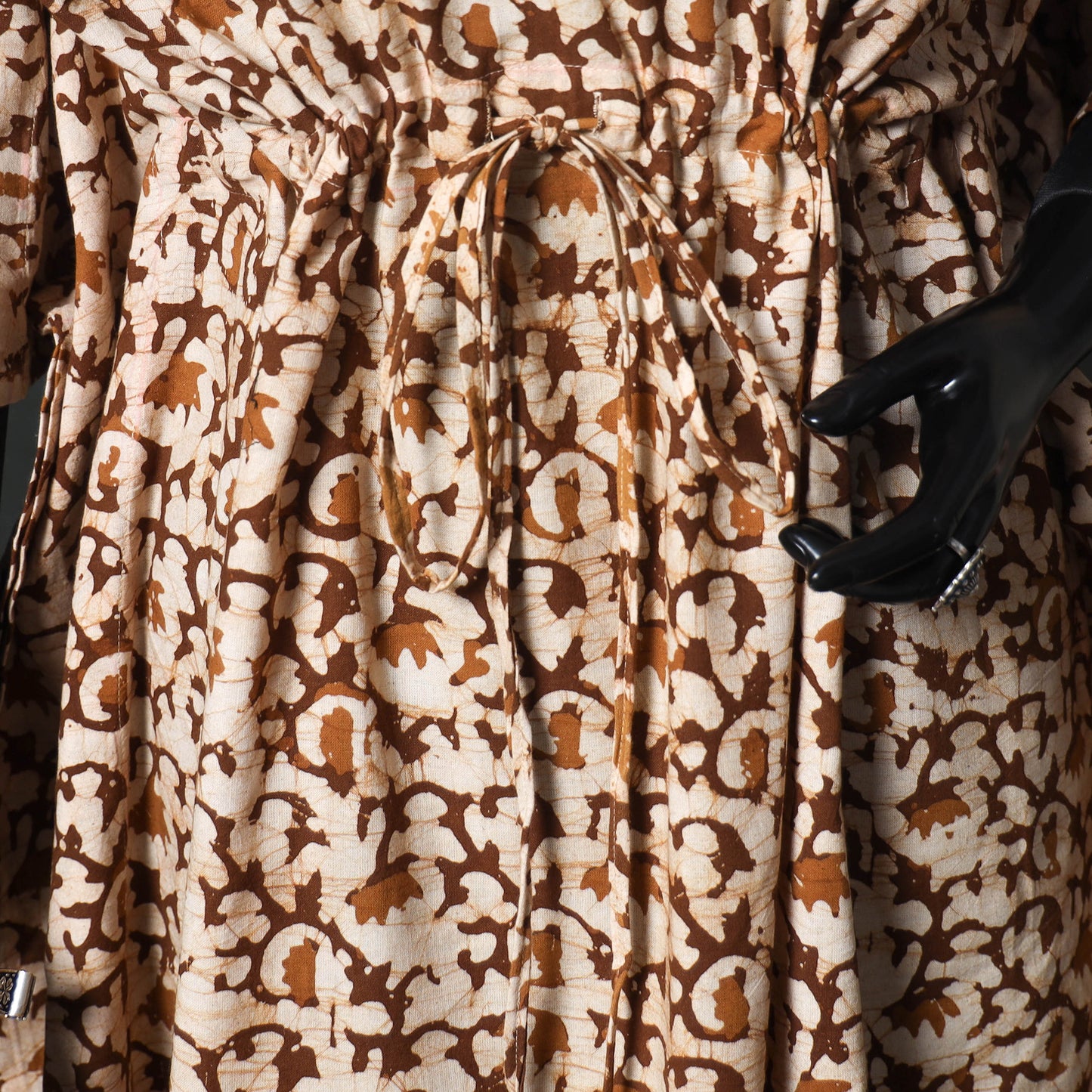 Brown - Hand Block Batik Print Cotton Kaftan (Long) 21