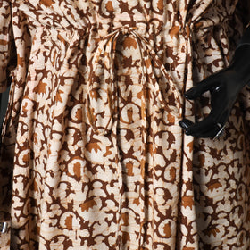 Brown - Hand Block Batik Print Cotton Kaftan (Long) 21