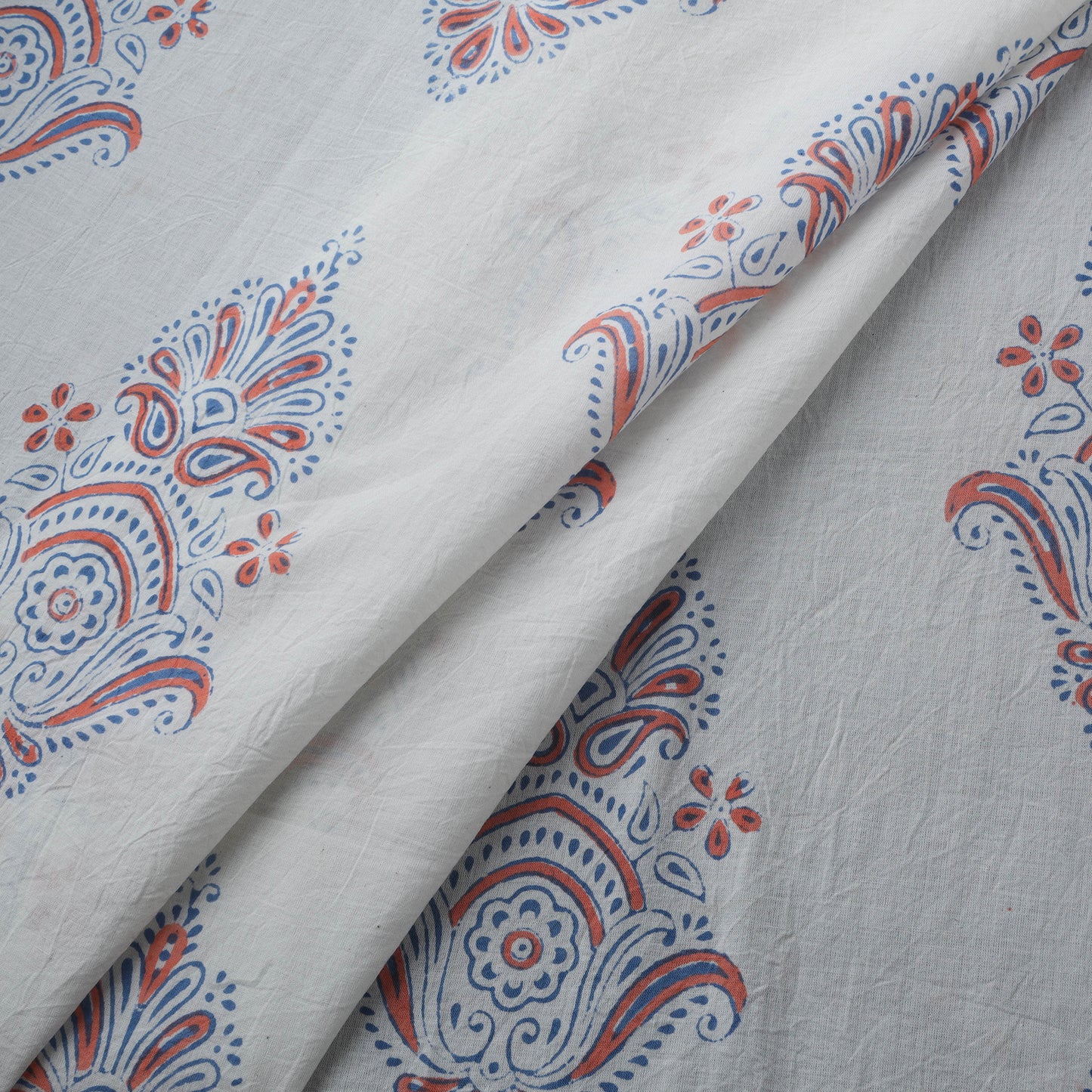 Bagh Hand Block Indigo Print Pure Mul Cotton Natural Dyed Fabric 01