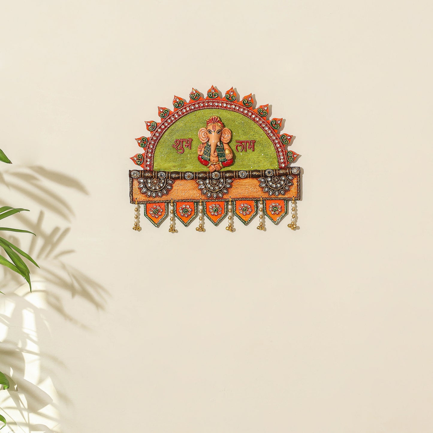 Diwali decor handpainted wooden ganesh wall hanging 02
