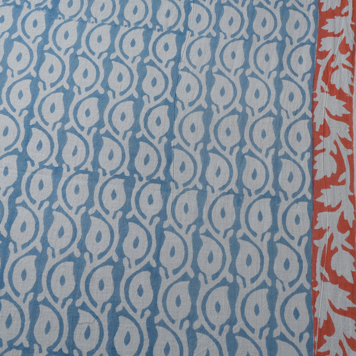 Blue - Bagh Hand Block Indigo Print Pure Mul Cotton Natural Dyed Fabric 02