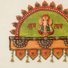 Diwali decor handpainted wooden ganesh wall hanging 02