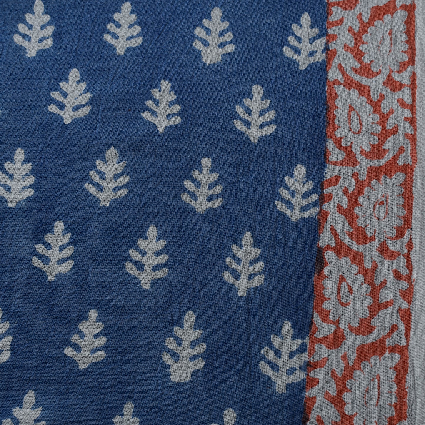 Blue - Bagh Hand Block Indigo Print Pure Mul Cotton Natural Dyed Fabric 04