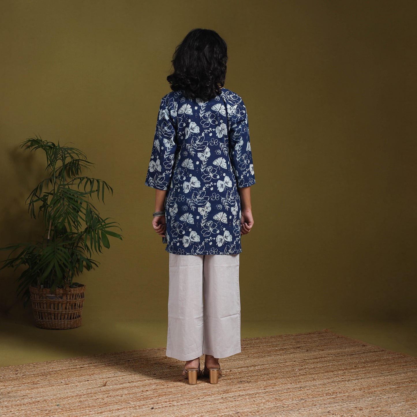 Blue - natural dyed indigo cotton short bagru kurta 13