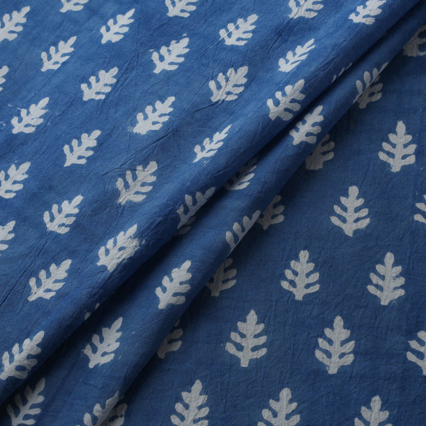 Blue - Bagh Hand Block Indigo Print Pure Mul Cotton Natural Dyed Fabric 04