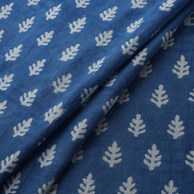 Blue - Bagh Hand Block Indigo Print Pure Mul Cotton Natural Dyed Fabric 04