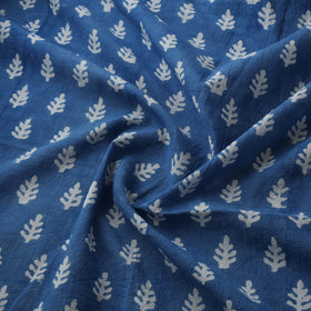 Blue - Bagh Hand Block Indigo Print Pure Mul Cotton Natural Dyed Fabric 04
