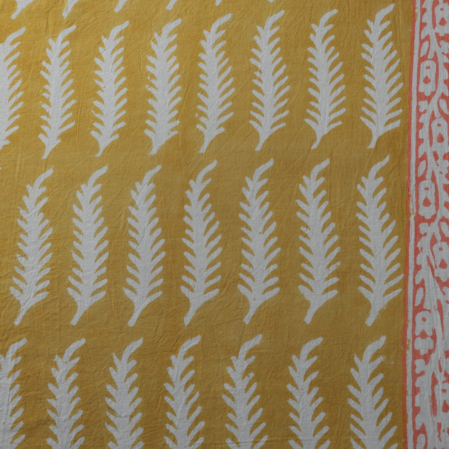 Yellow - Bagh Hand Block Print Pure Mul Cotton Natural Dyed Fabric 08