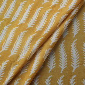 Yellow - Bagh Hand Block Print Pure Mul Cotton Natural Dyed Fabric 08