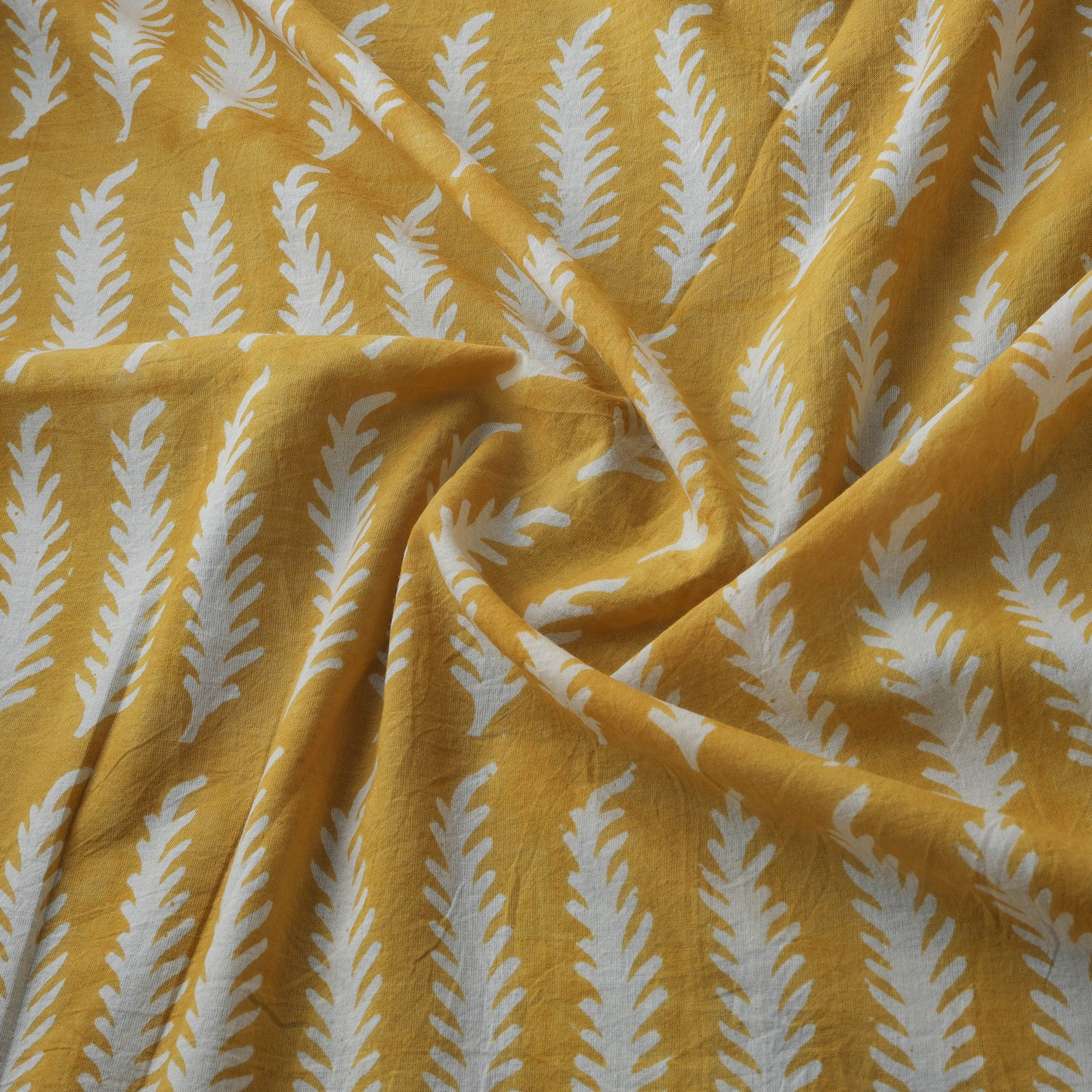 Yellow - Bagh Hand Block Print Pure Mul Cotton Natural Dyed Fabric 08