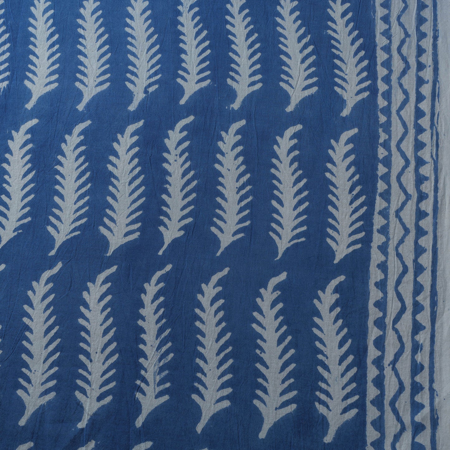 Blue - Bagh Hand Block Indigo Print Pure Mul Cotton Natural Dyed Fabric 09
