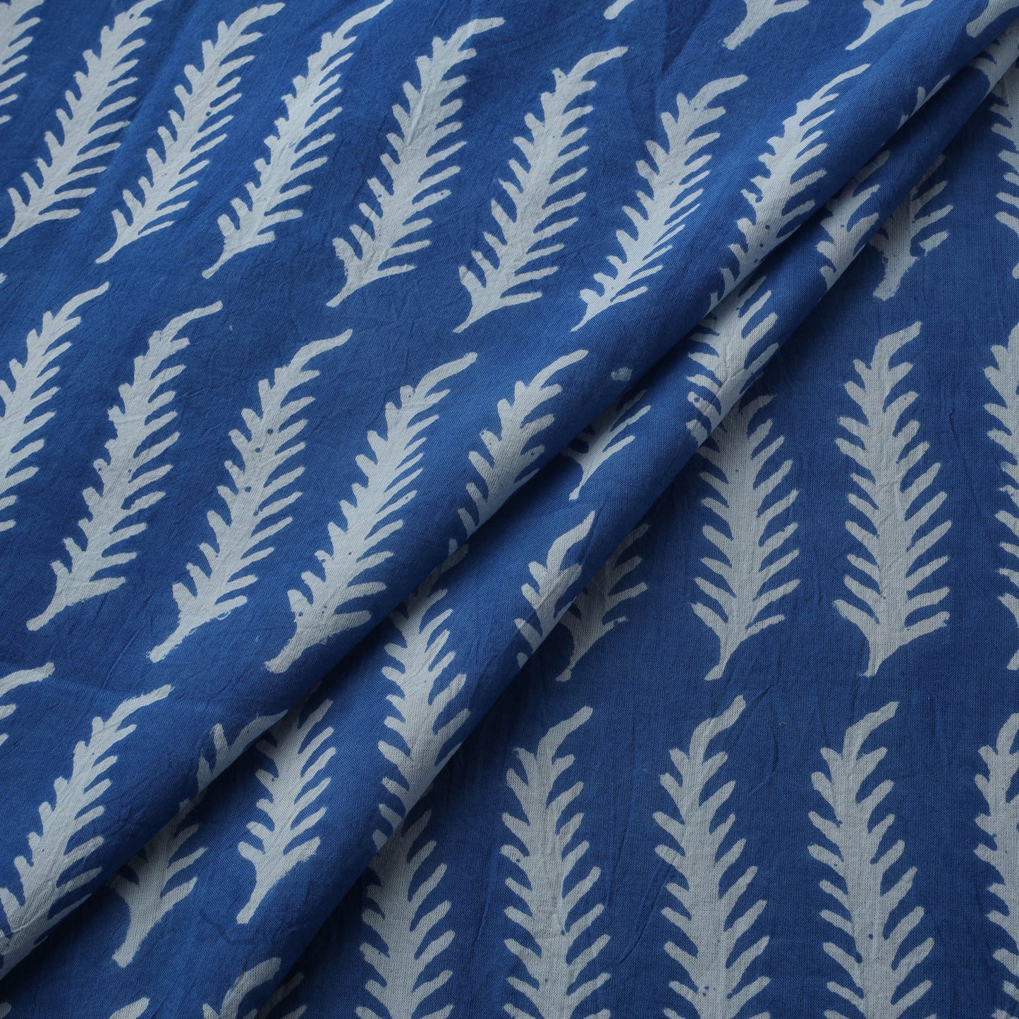 Blue - Bagh Hand Block Indigo Print Pure Mul Cotton Natural Dyed Fabric 09