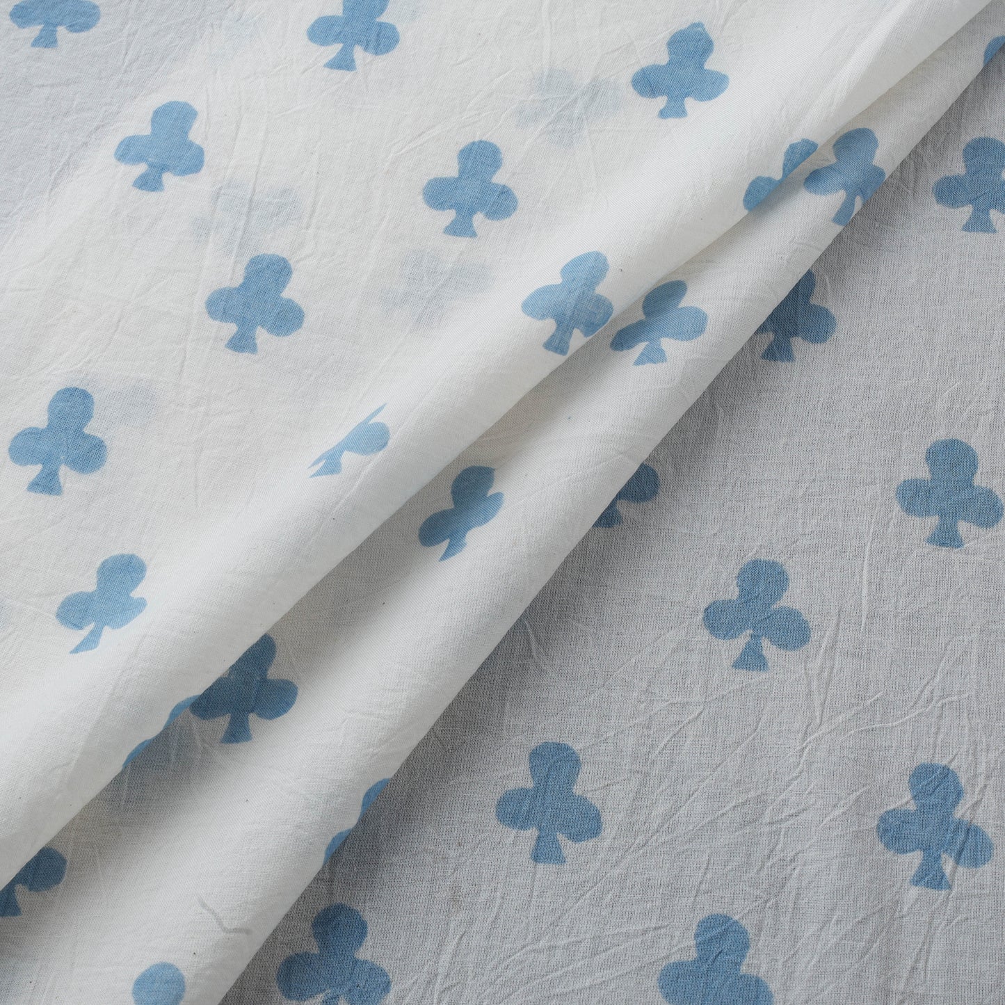 White - Bagh Hand Block Indigo Print Pure Mul Cotton Natural Dyed Fabric 10