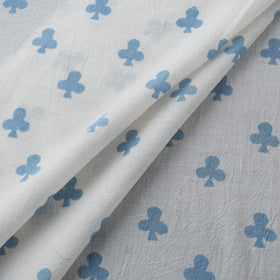White - Bagh Hand Block Indigo Print Pure Mul Cotton Natural Dyed Fabric 10