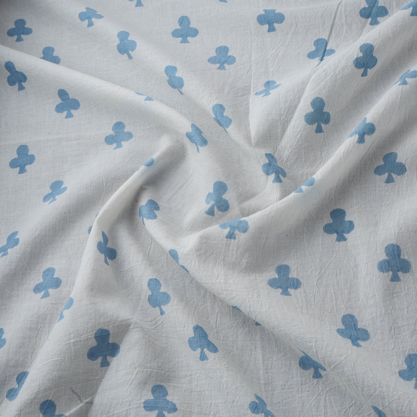 White - Bagh Hand Block Indigo Print Pure Mul Cotton Natural Dyed Fabric 10