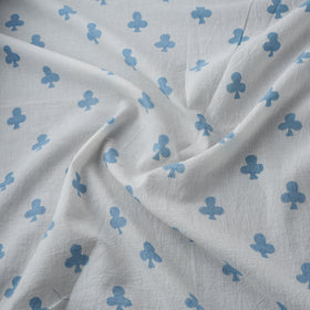 White - Bagh Hand Block Indigo Print Pure Mul Cotton Natural Dyed Fabric 10