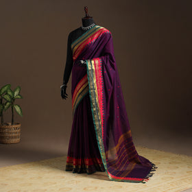Purple Kandangi Chettinad Cotton Saree with Zari Border
