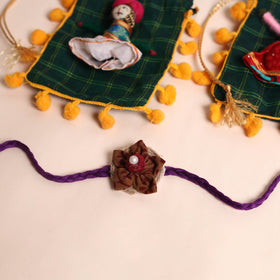  Handmade Fabric Flower Rakhi (Set of 2)