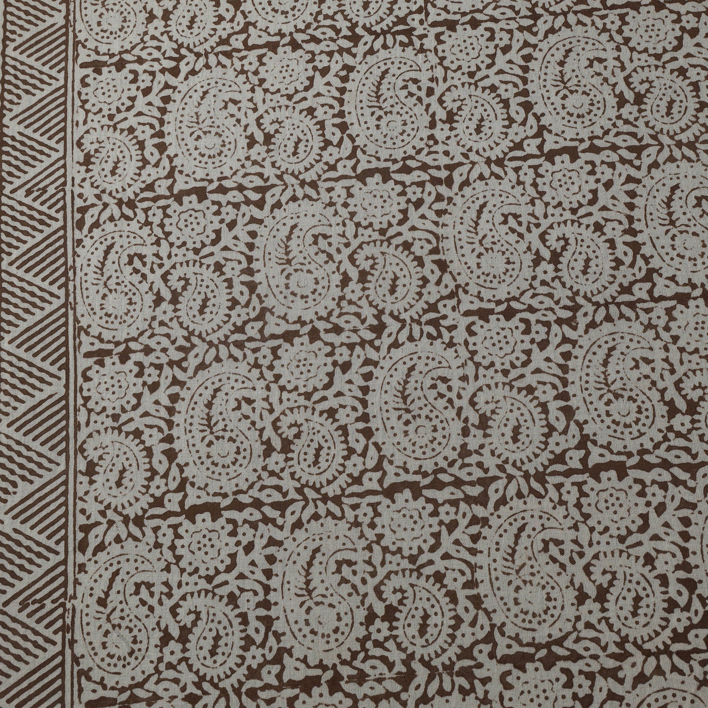 Beige - Bagh Hand Block Print Natural Dyed Cotton Fabric 04