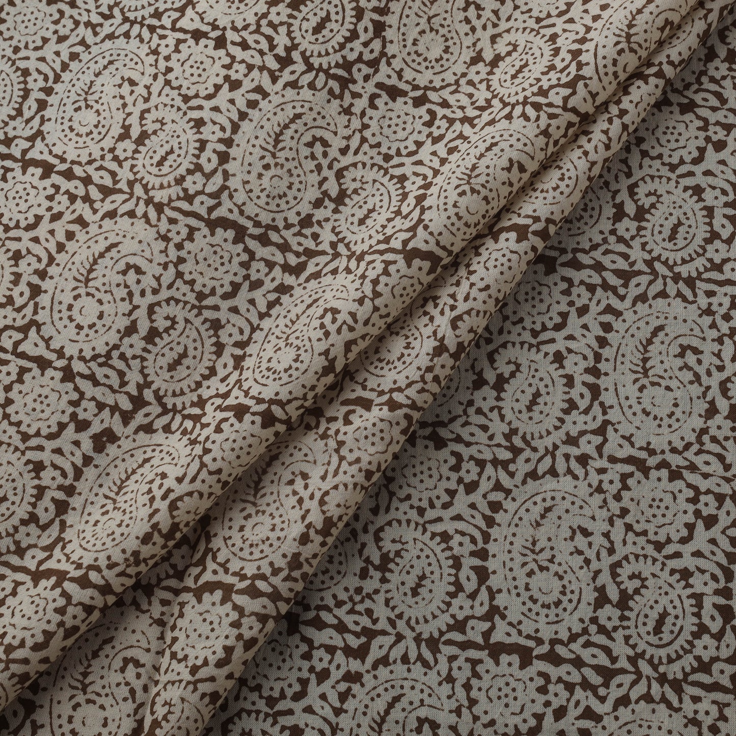 Beige - Bagh Hand Block Print Natural Dyed Cotton Fabric 04