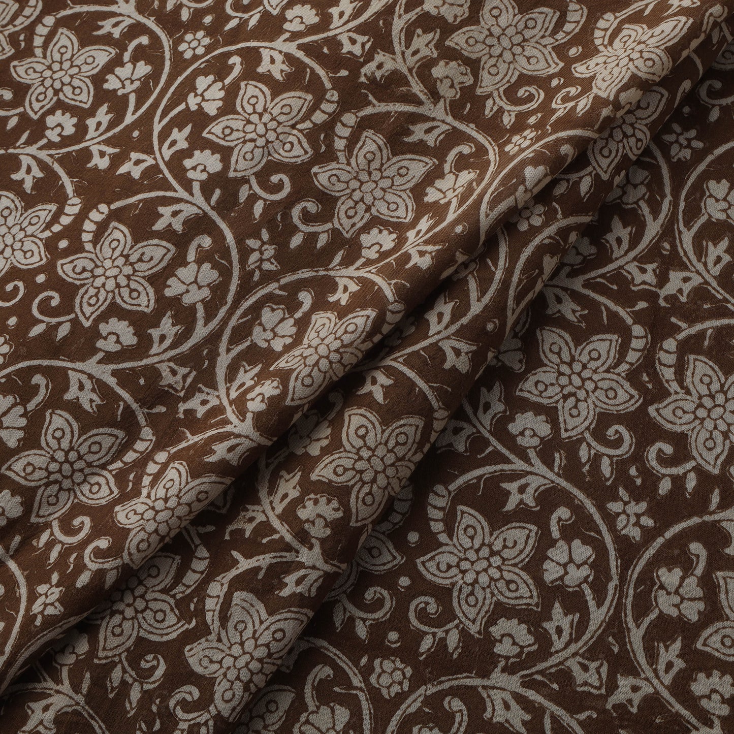 Brown - Bagh Hand Block Print Natural Dyed Cotton Fabric 05