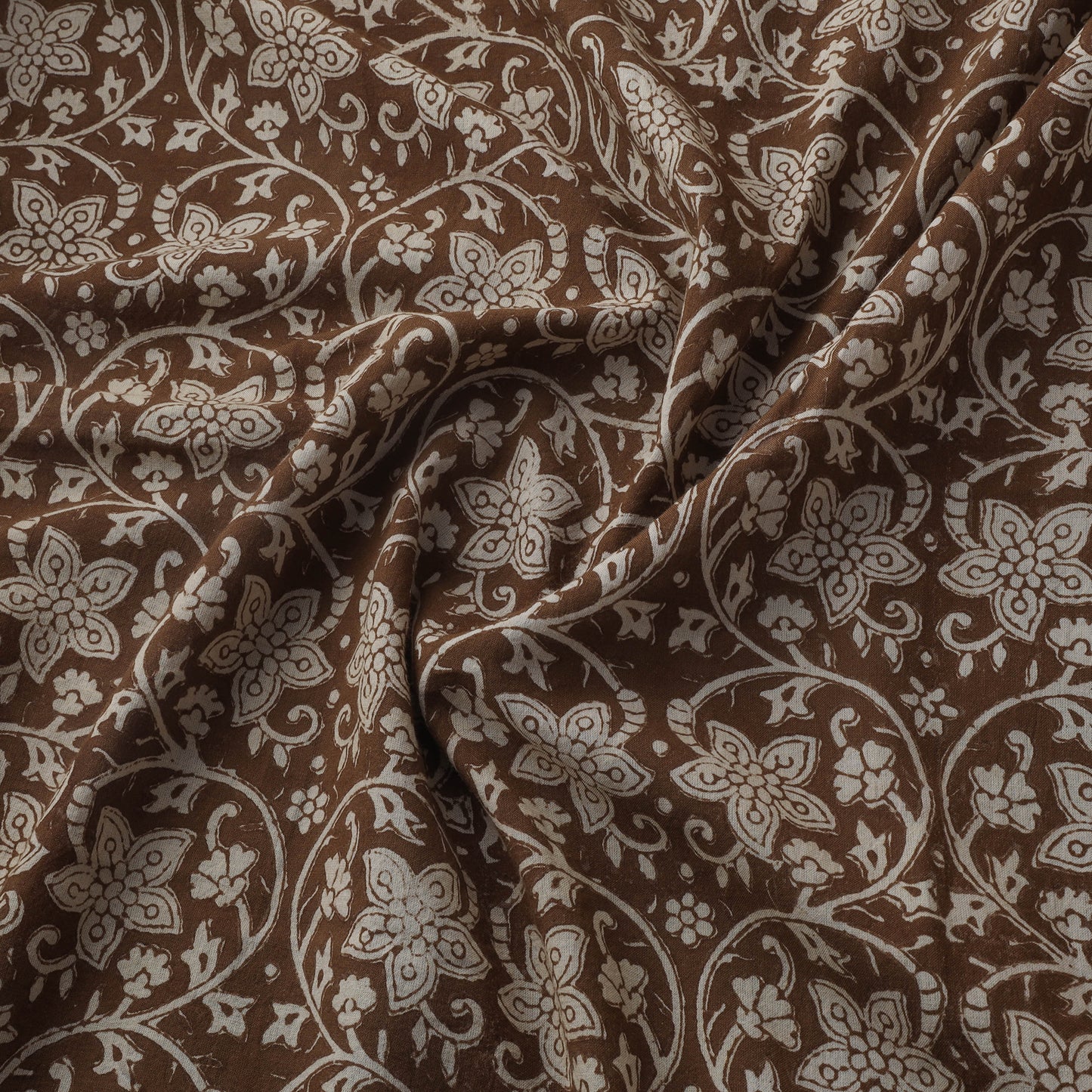 Brown - Bagh Hand Block Print Natural Dyed Cotton Fabric 05
