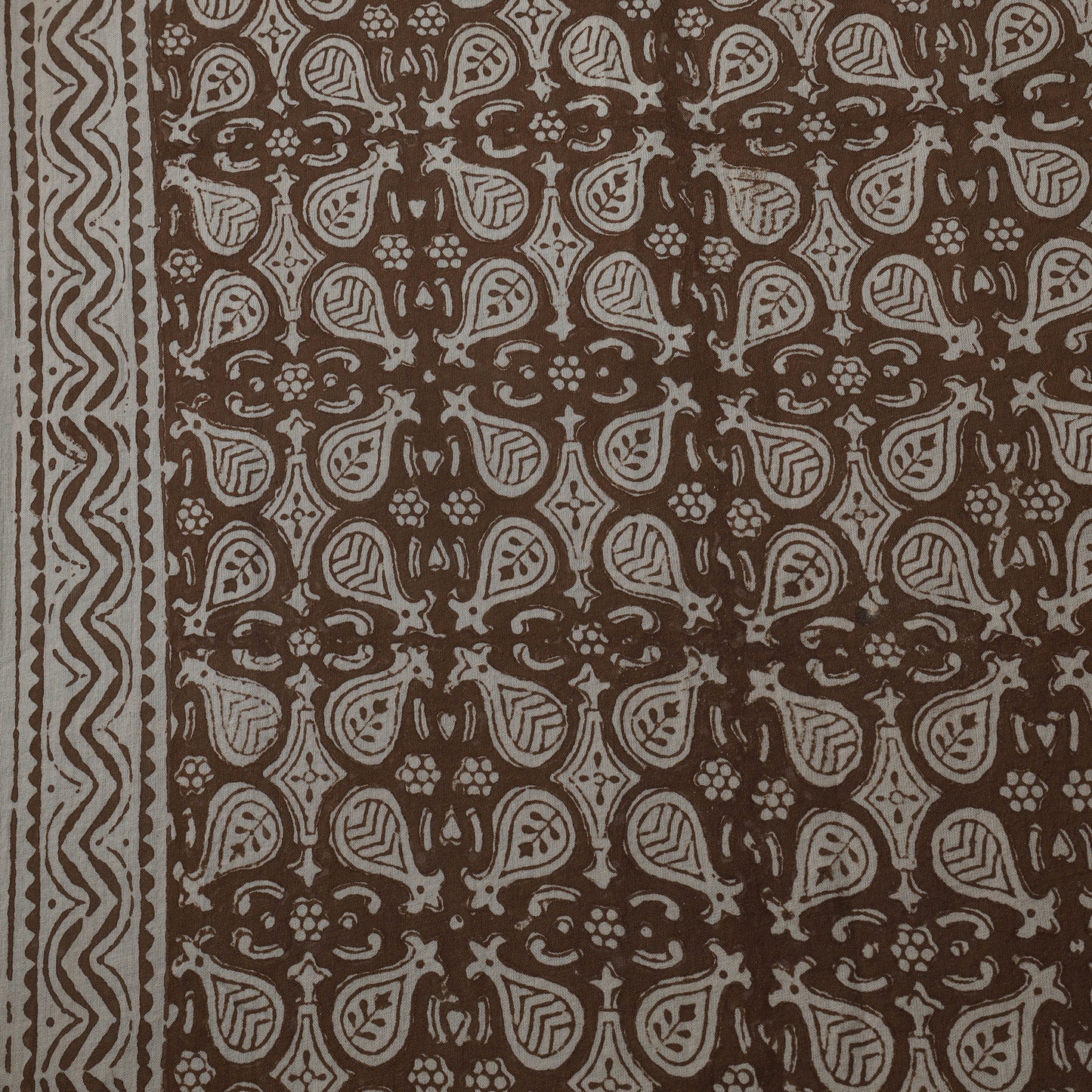 Brown - Bagh Hand Block Print Natural Dyed Cotton Fabric 06