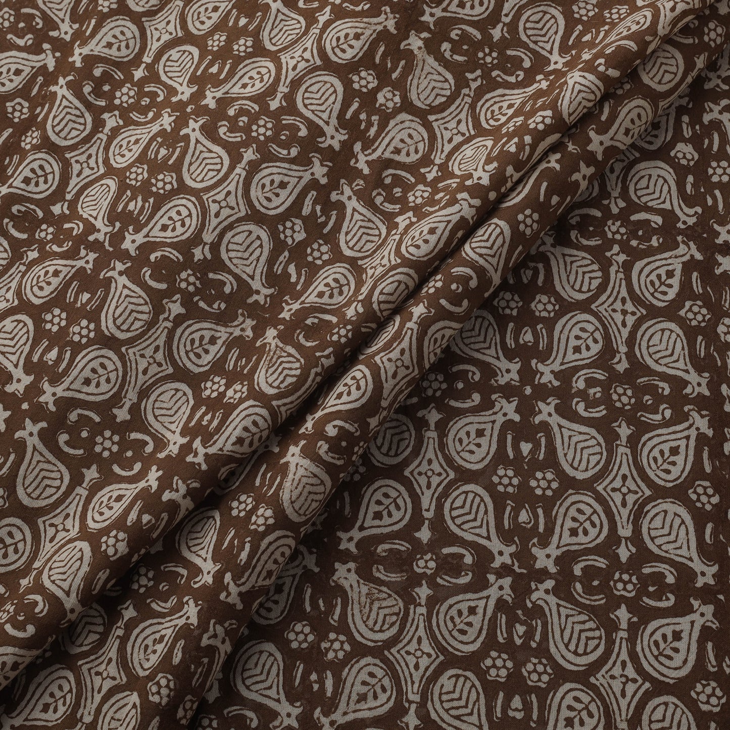 Brown - Bagh Hand Block Print Natural Dyed Cotton Fabric 06