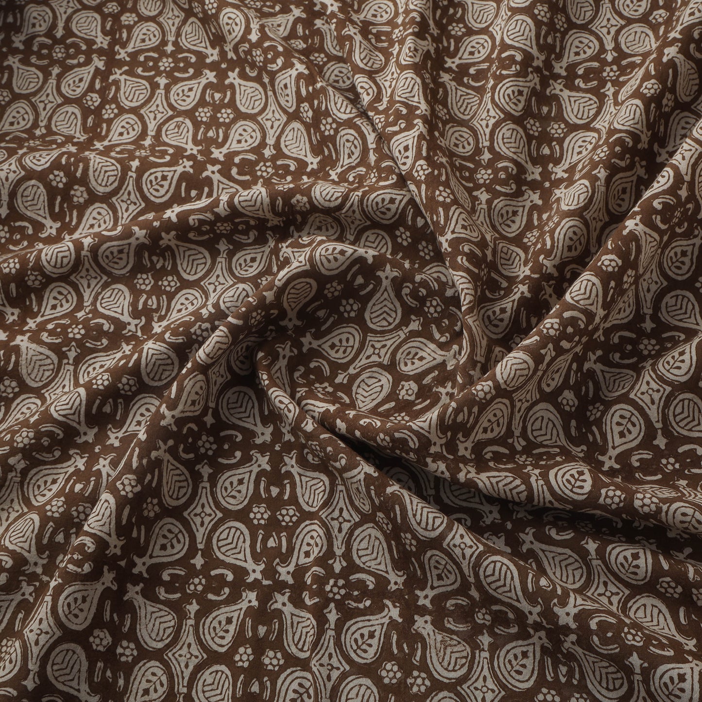 Brown - Bagh Hand Block Print Natural Dyed Cotton Fabric 06
