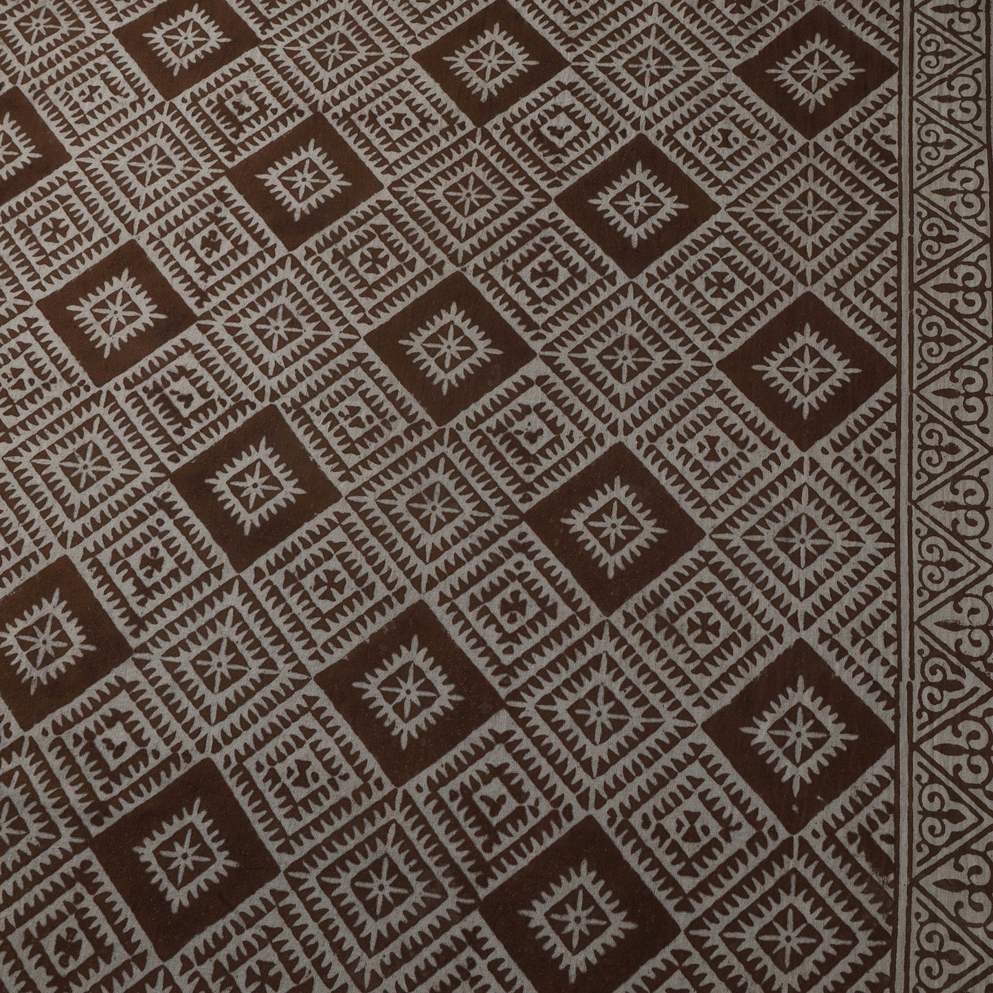 Brown - Bagh Hand Block Print Natural Dyed Cotton Fabric 07