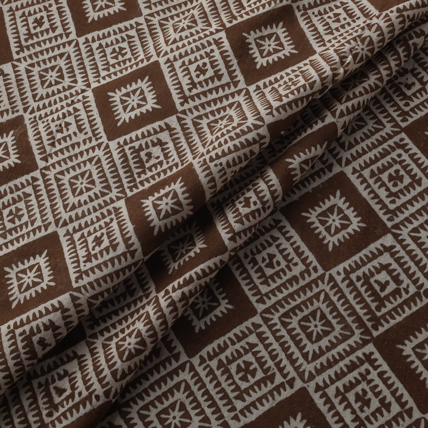 Brown - Bagh Hand Block Print Natural Dyed Cotton Fabric 07