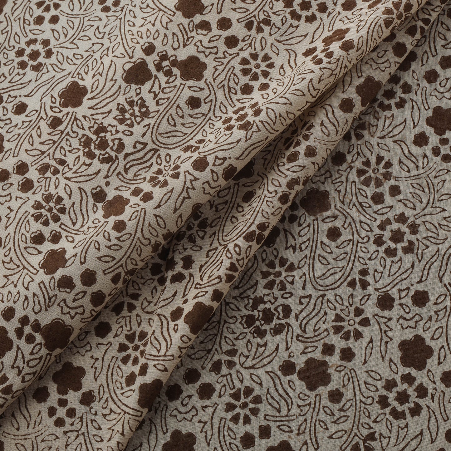 Beige - Bagh Hand Block Print Natural Dyed Cotton Fabric 08