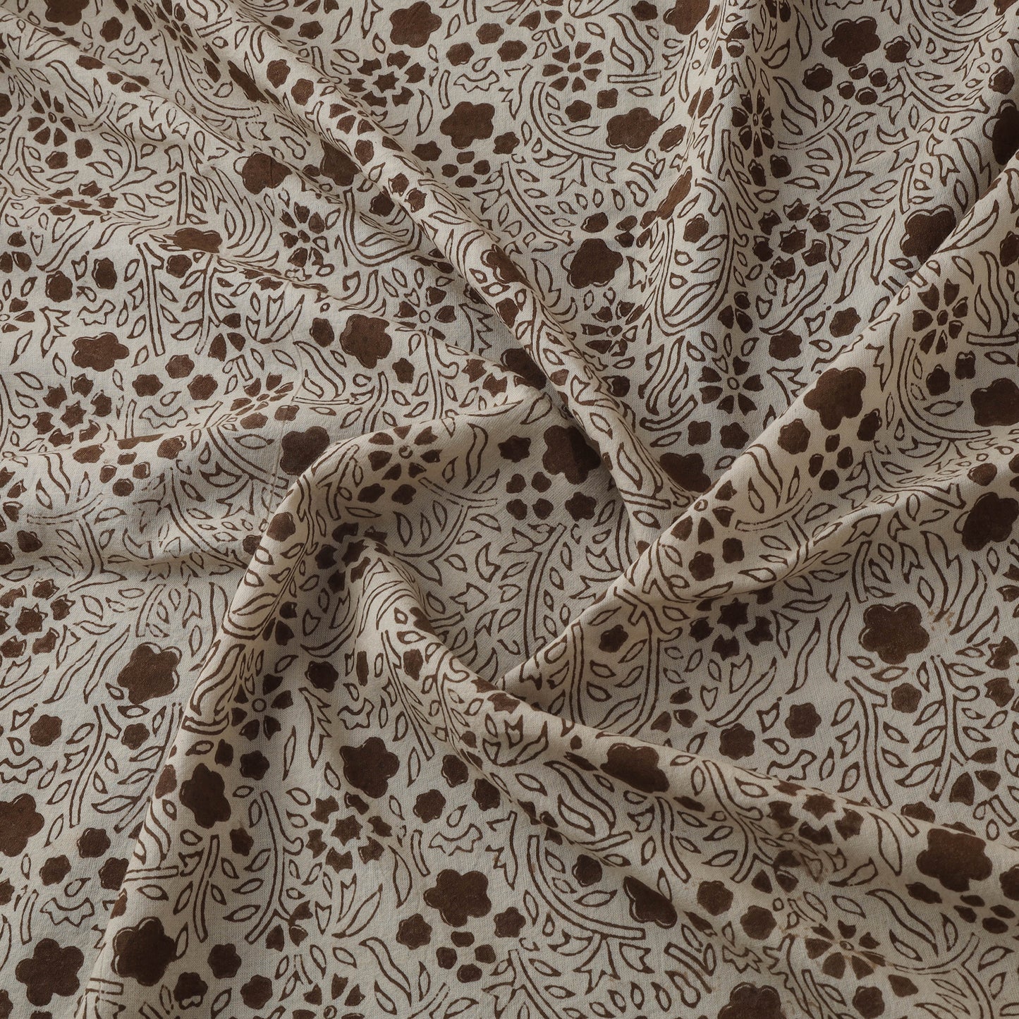 Beige - Bagh Hand Block Print Natural Dyed Cotton Fabric 08